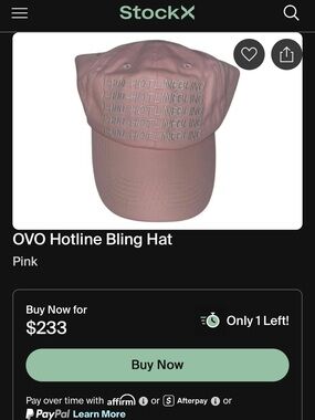 Original 1-800-HOTLINEBLING hat STOCKX Pink Good condition vintage